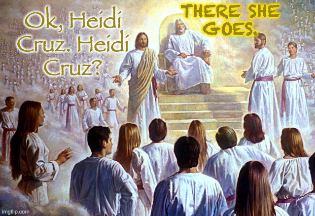 Ok, Heidi
Cruz. Heidi
Cruz? THERE SHE
GOES. | made w/ Imgflip meme maker