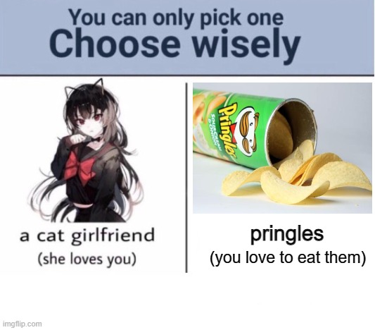 Choose wisely | pringles; (you love to eat them) | image tagged in choose wisely | made w/ Imgflip meme maker