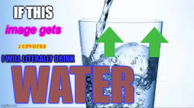 pls im thirsty | IF THIS; image gets; 2 UPVOTES; I WILL LITERALLY DRINK; WATER | image tagged in funny,memes | made w/ Imgflip meme maker