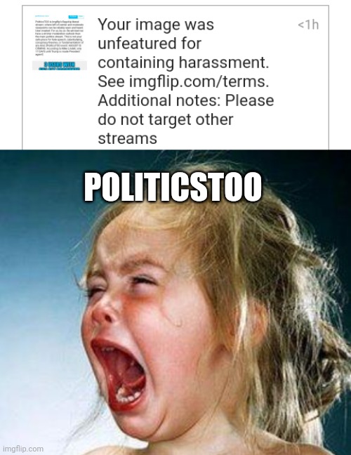 POLITICSTOO | image tagged in crying girl | made w/ Imgflip meme maker