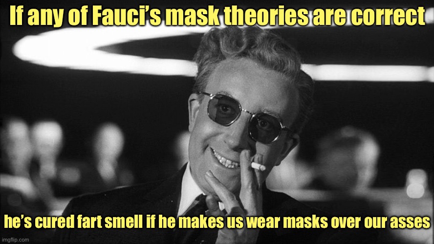 Give Fauci a Nobel Prize for eliminating fart ideas! | If any of Fauci’s mask theories are correct; he’s cured fart smell if he makes us wear masks over our asses | image tagged in doctor strangelove says,farts,masks,covid19,farts spreading covid,fauci | made w/ Imgflip meme maker