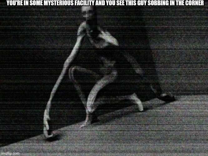 YOU'RE IN SOME MYSTERIOUS FACILITY AND YOU SEE THIS GUY SOBBING IN THE CORNER | made w/ Imgflip meme maker