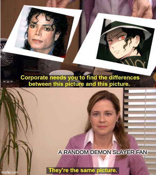 0-0 | A RANDOM DEMON SLAYER FAN | image tagged in memes,they're the same picture | made w/ Imgflip meme maker