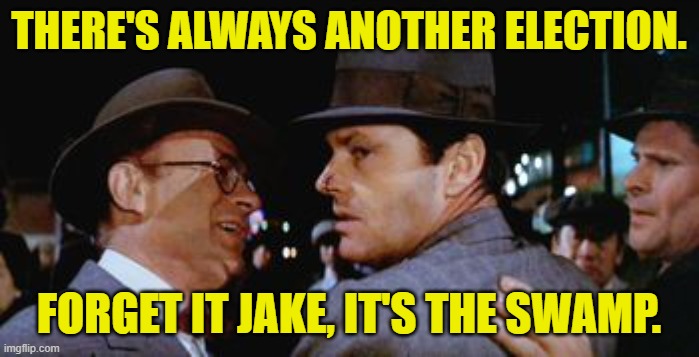 Forget it jake, it's Chinatown  | THERE'S ALWAYS ANOTHER ELECTION. FORGET IT JAKE, IT'S THE SWAMP. | image tagged in forget it jake it's chinatown | made w/ Imgflip meme maker