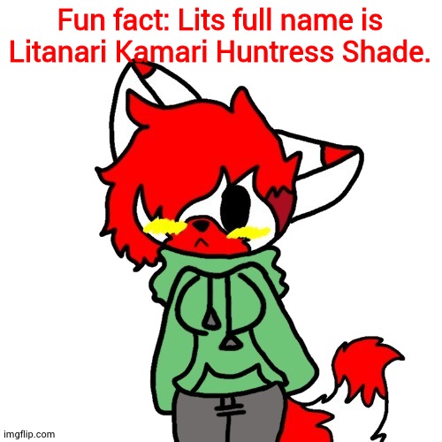*Updated* | Fun fact: Lits full name is
Litanari Kamari Huntress Shade. | image tagged in litttt,lit | made w/ Imgflip meme maker
