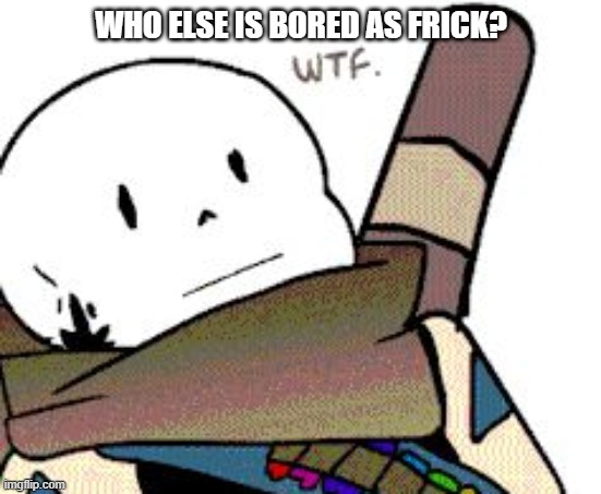 Ink Sans wtf | WHO ELSE IS BORED AS FRICK? | image tagged in ink sans wtf | made w/ Imgflip meme maker