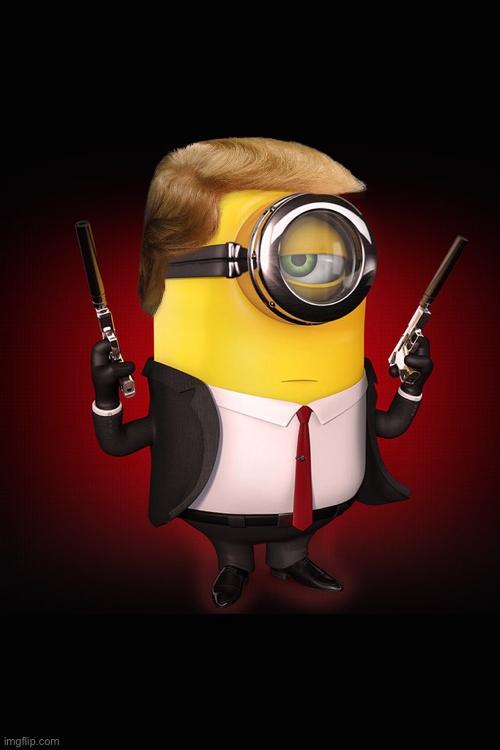 High Quality Minion hitman with Trump toupee Blank Meme Template