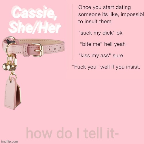 how do I tell it- | image tagged in cassie | made w/ Imgflip meme maker