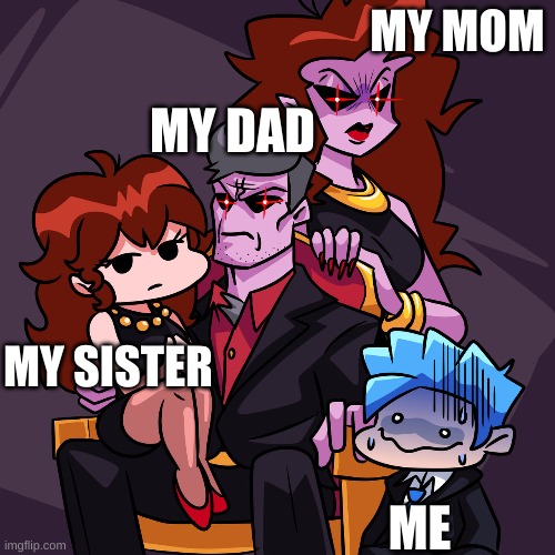 MY MOM; MY DAD; MY SISTER; ME | image tagged in funny memes | made w/ Imgflip meme maker
