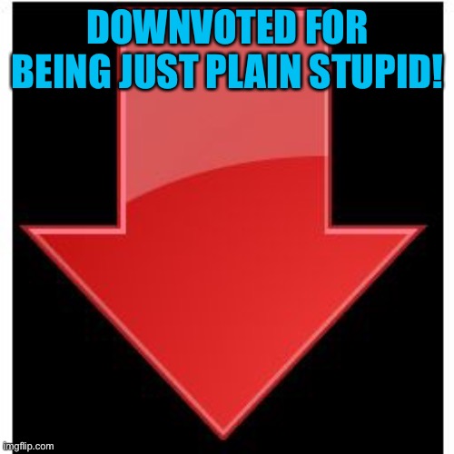 downvotes | DOWNVOTED FOR BEING JUST PLAIN STUPID! | image tagged in downvotes | made w/ Imgflip meme maker