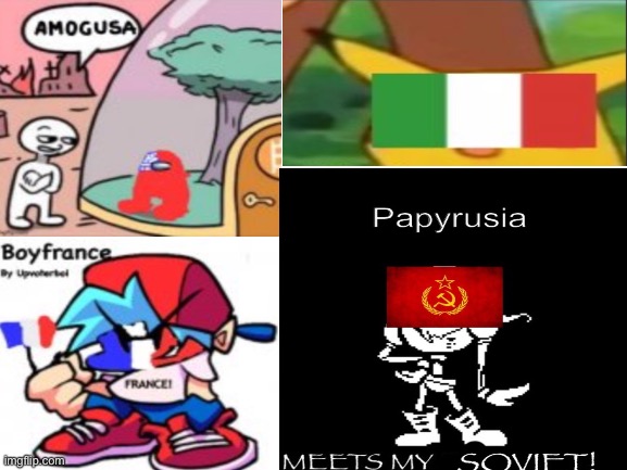 Flag friends | image tagged in flags,bf,papyrus,amogus,ufir | made w/ Imgflip meme maker