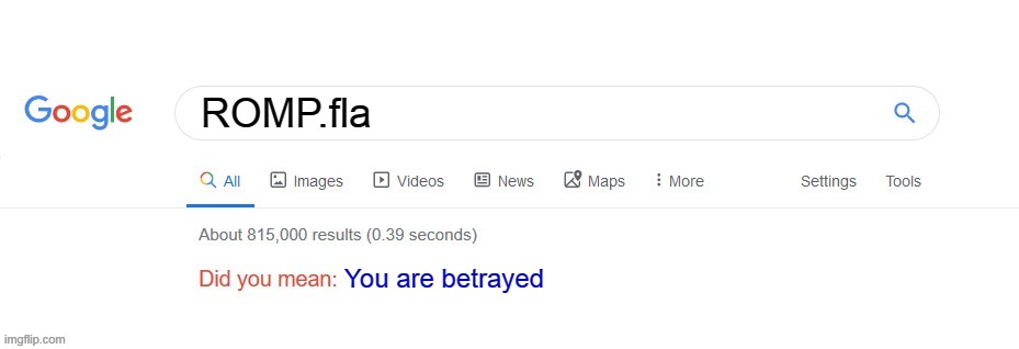 B  E  T  R  A  Y  E  D | ROMP.fla; You are betrayed | image tagged in did you mean | made w/ Imgflip meme maker