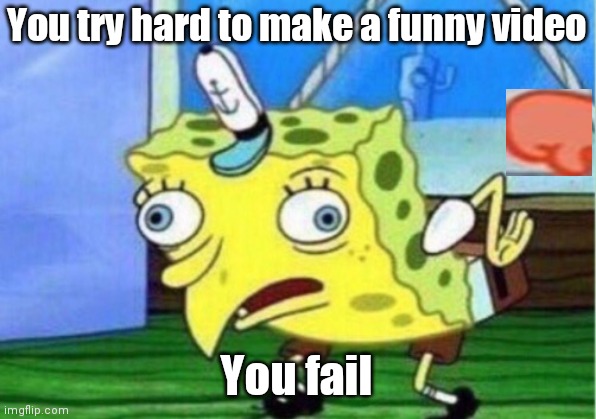 Mocking Spongebob | You try hard to make a funny video; You fail | image tagged in memes,mocking spongebob | made w/ Imgflip meme maker