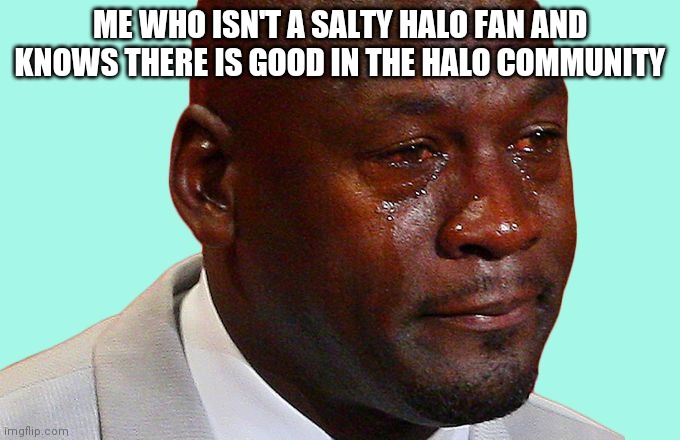 Sad Michael Jordan | ME WHO ISN'T A SALTY HALO FAN AND KNOWS THERE IS GOOD IN THE HALO COMMUNITY | image tagged in sad michael jordan | made w/ Imgflip meme maker