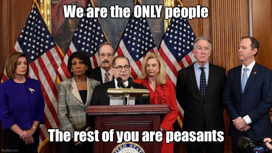 House Democrats | We are the ONLY people The rest of you are peasants | image tagged in house democrats | made w/ Imgflip meme maker