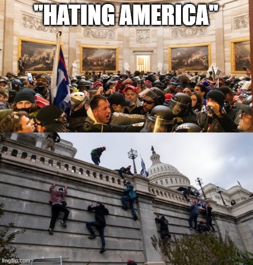"HATING AMERICA" | image tagged in capitol,capitol riot | made w/ Imgflip meme maker
