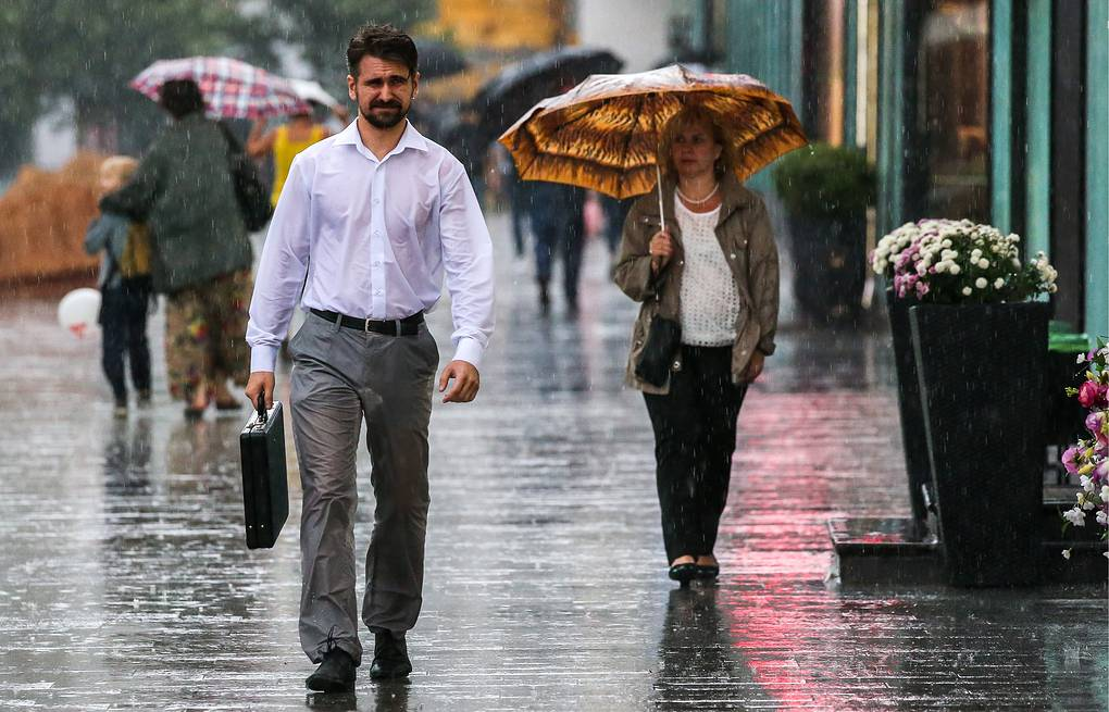 Man walking in rain woman with umbrella Blank Meme Template