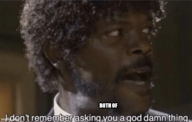 I don't remember asking | BOTH OF | image tagged in i don't remember asking | made w/ Imgflip meme maker