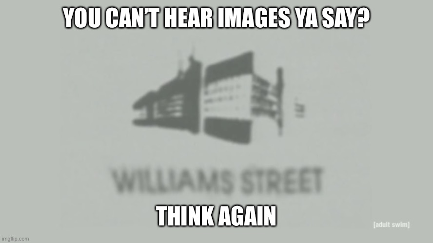 Williams Street | YOU CAN’T HEAR IMAGES YA SAY? THINK AGAIN | image tagged in williams street | made w/ Imgflip meme maker