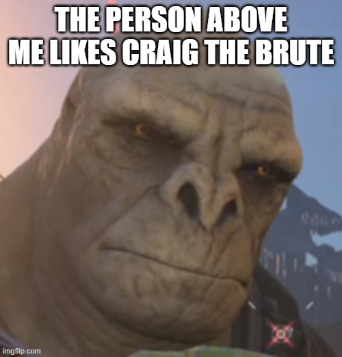 Craig | THE PERSON ABOVE ME LIKES CRAIG THE BRUTE | image tagged in craig | made w/ Imgflip meme maker