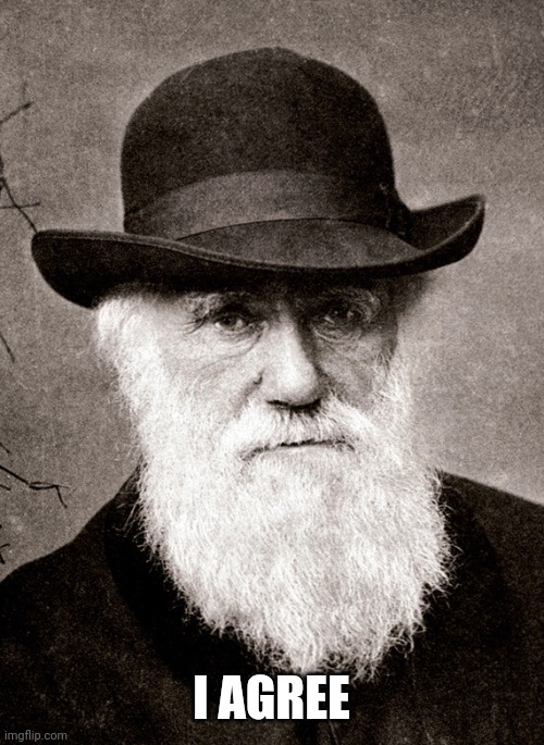 Darwin | I AGREE | image tagged in darwin | made w/ Imgflip meme maker