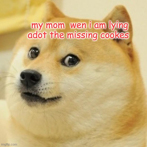 Doge | my mom  wen i am lying adot the missing cookes | image tagged in memes,doge | made w/ Imgflip meme maker
