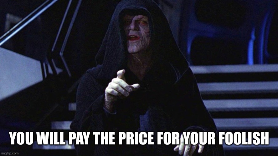 you will pay the price for your lack of vision | YOU WILL PAY THE PRICE FOR YOUR FOOLISHNESS | image tagged in you will pay the price for your lack of vision | made w/ Imgflip meme maker
