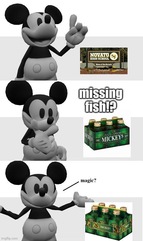 goofy tongue | missing fish!? | image tagged in fnati suicide mouse magic | made w/ Imgflip meme maker