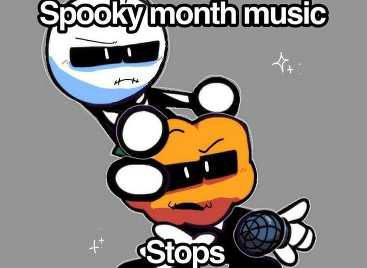 High Quality Spooky Month Music Stops Blank Meme Template