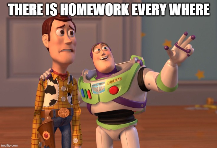 Yes. | THERE IS HOMEWORK EVERY WHERE | image tagged in memes,x x everywhere | made w/ Imgflip meme maker