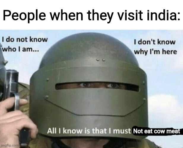 Any other things ? |  People when they visit india:; Not eat cow meat | image tagged in i don't know who i am i don't know why i'm here why i'm here | made w/ Imgflip meme maker