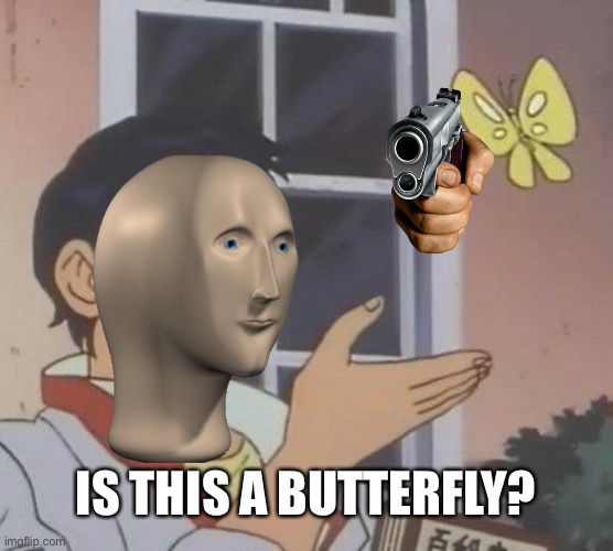 E | IS THIS A BUTTERFLY? | image tagged in memes,is this a pigeon | made w/ Imgflip meme maker