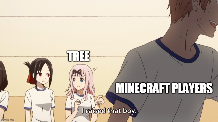 Chika I raised that boy meme | TREE; MINECRAFT PLAYERS | image tagged in chika i raised that boy meme | made w/ Imgflip meme maker