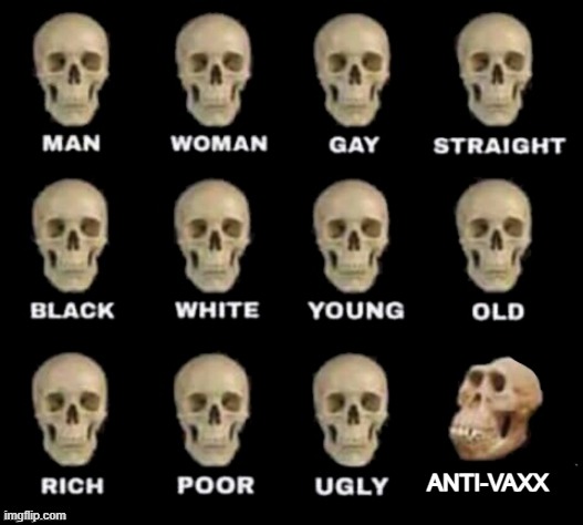 Anti-Vaxx Skull | ANTI-VAXX | image tagged in idiot skull,antivax | made w/ Imgflip meme maker