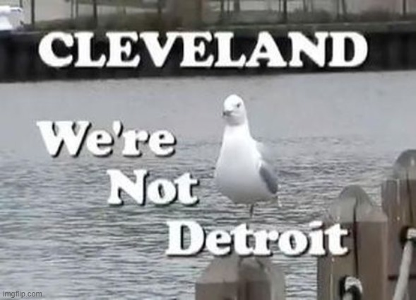 CLEVELAND: We're Not Detroit | image tagged in cleveland,detroit,we're not detroit | made w/ Imgflip meme maker