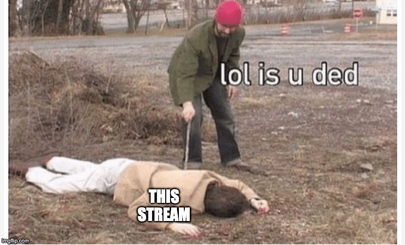 Lol is u ded | THIS STREAM | image tagged in lol is u ded | made w/ Imgflip meme maker
