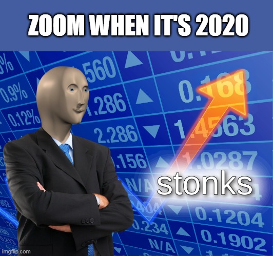 S T O N K S | ZOOM WHEN IT'S 2020 | image tagged in stonks | made w/ Imgflip meme maker