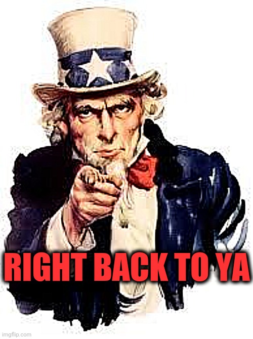 We Want you | RIGHT BACK TO YA | image tagged in we want you | made w/ Imgflip meme maker