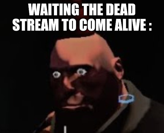 Tf2 heavy stare | WAITING THE DEAD STREAM TO COME ALIVE : | image tagged in tf2 heavy stare | made w/ Imgflip meme maker