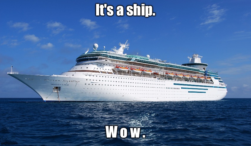 . | It's a ship. W o w . | image tagged in cruise ship | made w/ Imgflip meme maker