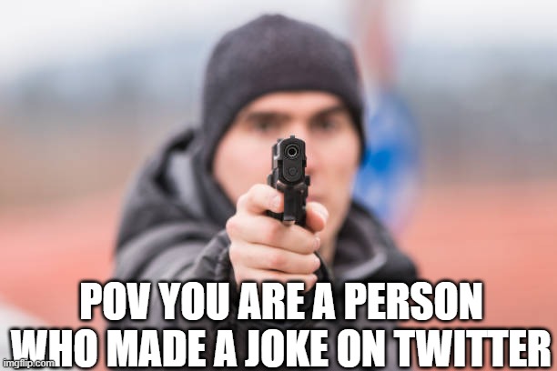 POV You are | POV YOU ARE A PERSON WHO MADE A JOKE ON TWITTER | image tagged in pov you are | made w/ Imgflip meme maker