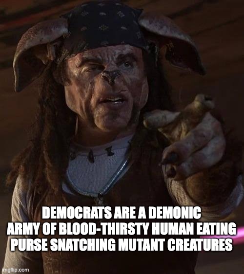 Ripper | DEMOCRATS ARE A DEMONIC ARMY OF BLOOD-THIRSTY HUMAN EATING PURSE SNATCHING MUTANT CREATURES | image tagged in ripper | made w/ Imgflip meme maker