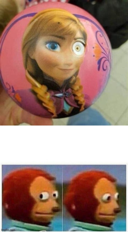 Looks like Anna has an evil eye | image tagged in memes,monkey puppet,scary,spooky | made w/ Imgflip meme maker