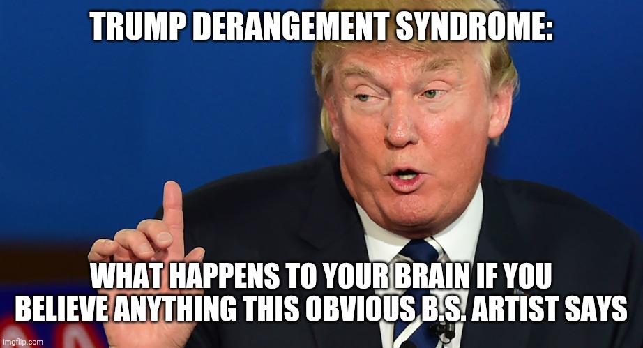 hate-speech-against-trump-liars | TRUMP DERANGEMENT SYNDROME:; WHAT HAPPENS TO YOUR BRAIN IF YOU BELIEVE ANYTHING THIS OBVIOUS B.S. ARTIST SAYS | image tagged in trump lies | made w/ Imgflip meme maker
