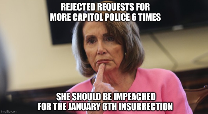 Pelosi Philosoraptor | REJECTED REQUESTS FOR MORE CAPITOL POLICE 6 TIMES; SHE SHOULD BE IMPEACHED FOR THE JANUARY 6TH INSURRECTION | image tagged in pelosi philosoraptor | made w/ Imgflip meme maker