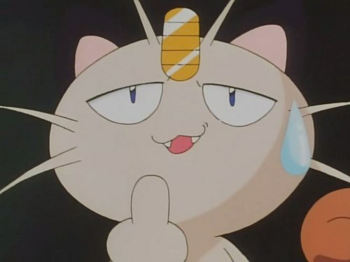 High Quality Pokémon Meowth middle finger Blank Meme Template