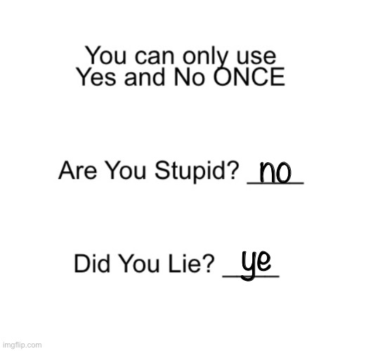 e | no; ye | image tagged in are you stupid | made w/ Imgflip meme maker