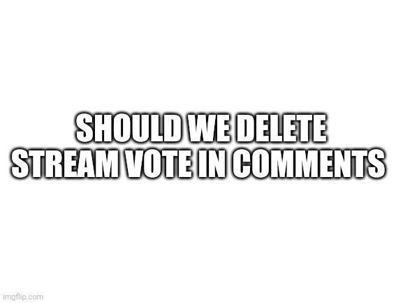 ? |  SHOULD WE DELETE STREAM VOTE IN COMMENTS | image tagged in blank white template | made w/ Imgflip meme maker