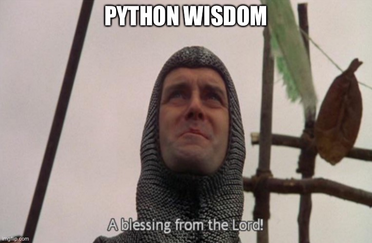 Wisdom from Monty python | PYTHON WISDOM | image tagged in a blessing from the lord,monty python,monty python and the holy grail,wisdom | made w/ Imgflip meme maker