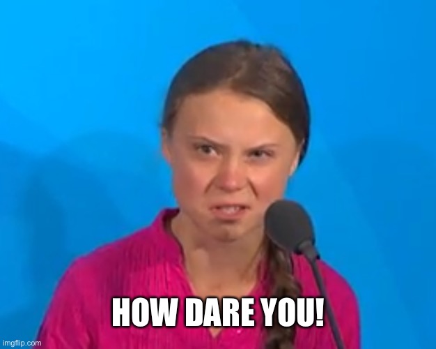 How dare you? | HOW DARE YOU! | image tagged in how dare you | made w/ Imgflip meme maker